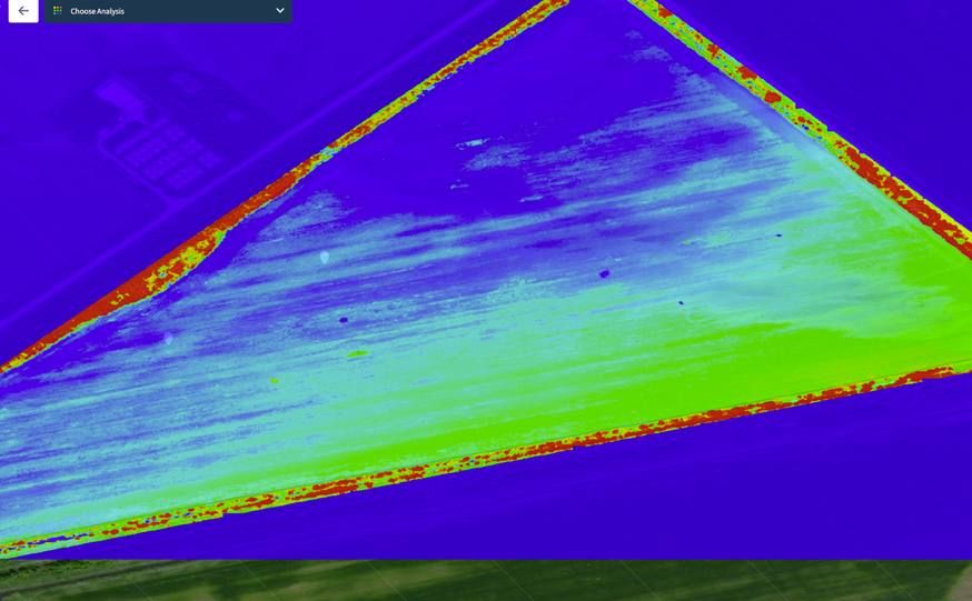 Elevation map cross-checked against growth stress zones